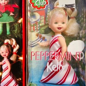 Barbie’s sister: Peppermint Kelly Doll/Ornament from Kelly Club!